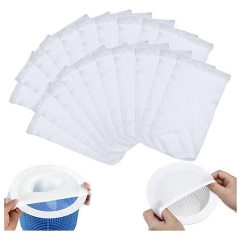 Packung mit 20 wiederverwendbaren Poolskimmer-Filtersocken aus elastischem Nylon für effiziente Filtration. (1/5)