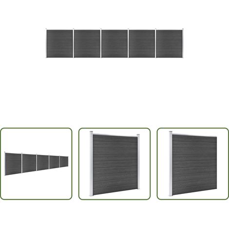 vidaXL WPC-Zaun -  Zaunelement Set WPC 872x186 cm Schwarz