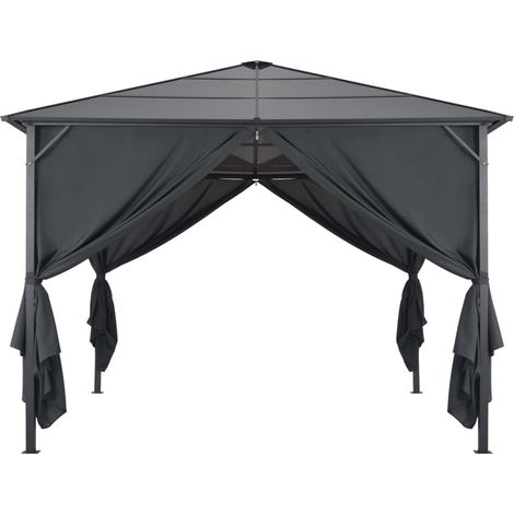 Tonnelle avec rideau Aluminium 3x3 m Noir