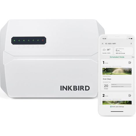 WiFi 6 Way Watering Programmer, APP Control Rain Delay, Seasonal Adjustment, Manual Mode, Memory Function, Automatic Watering Timer for Garden, Lawn Yard (1/5)