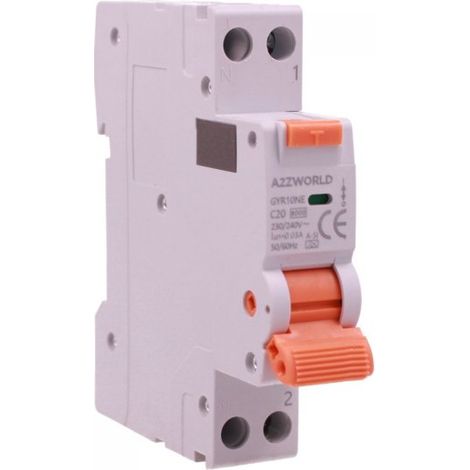 RCBO Interruttore Magnetotermico Differenziale Tipo A-SI Super Immunizzato, Curva C 1P+N 1M 6000A 30mA AC 230V IP20, GYR10N, Disponibili 6A 10A 16A 20A 25A 32A 40A (C20A)
