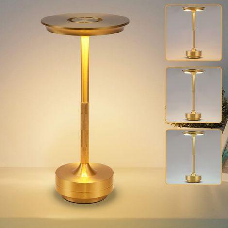 GBLY Nachttischlampe Kabellos Tischlampe Akku - LED Tischleuchte Touch Dimmbar Lampe mit USB Aufladbar Batterie Tischlampen Gold für Modern Fensterbank Wohnzimmer Kinderzimmer Schlafzimmer