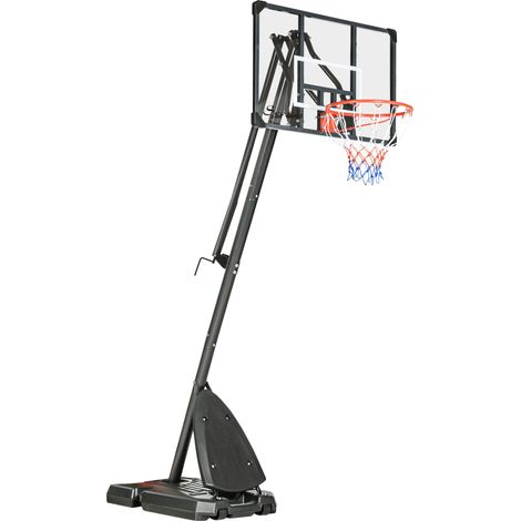 Cestello da basket regolabile in altezza con base su ruote in acciaio nero (1/5)