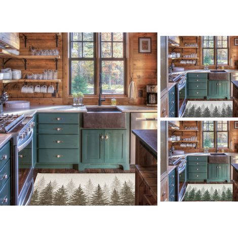 Tappeto Passatoia Cucina Corsia Retro Antiscivolo Disegno Abeti By Suardi, misura55x80coloreFango