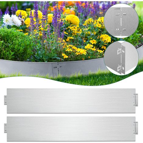 Wolketon Borde de césped Valla de parterre Borde de césped Rejilla para plantas Valla de metal Límite de parterre 100x18cm 30m