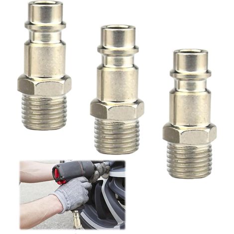 3 Pièces Raccord Pneumatique 1/4, Connecteur Fileté Fer, Pour Compresseur Et Outils, Argent