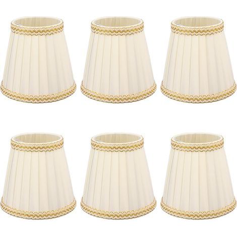 Abat-jour, 6 Pièces Petit Abat-jour Clip sur Tambour Abat-jour Tissu pour Lustre Bougie Ampoules Accessoires D'éclairage E14, Pinces (1/5)