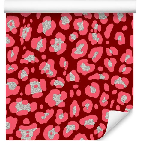 Tapete mit rotem Tierfellmuster, rot, rote Mitte, 50 x 1000 cm (1/5)