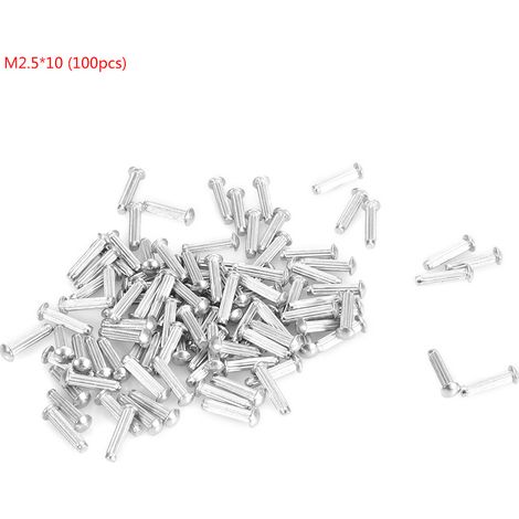Rivets Pleins - Acier Inoxydable M2.5x10 - Tête Ronde Moletée - Pour Valises Jouets Outils - Lot De 100 Pièces (1/5)
