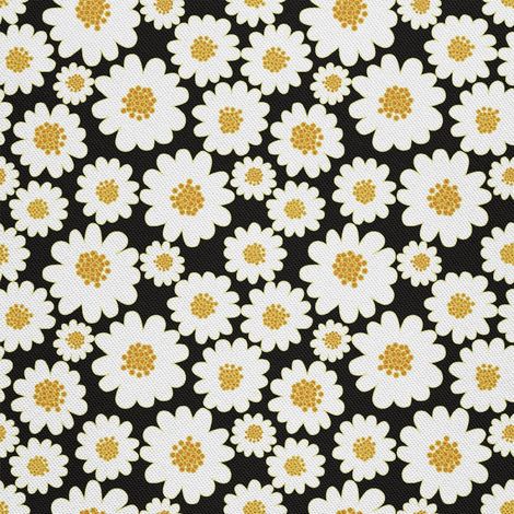 Tela decorativa para exteriores Oxford - Estampado de margaritas sobre fondo negro I DX422 (1/5)