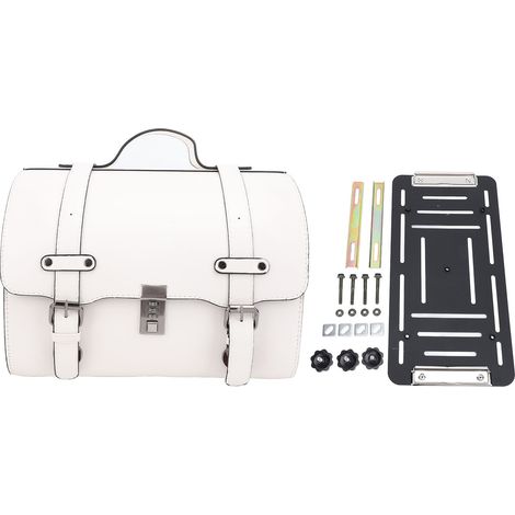 Sac arrière de moto 18L en cuir PU à dégagement rapide, bagage de voyage étanche de grande capacité avec serrure à combinaison blanc (1/5)