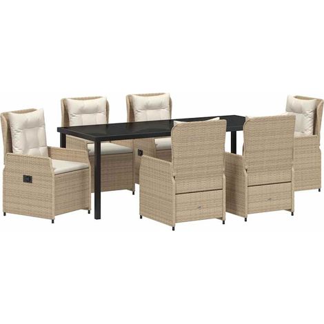 Maison Exclusive - Set da Pranzo per Giardino 7 pcs Beige e Grigio Chiaro