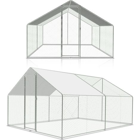 Freilaufgehege – Hühnerstall aus Metall begehbar, Tür & Riegel – Freigehege für Hühner, Kleintiere & Pflanzen - 3x4x2m mit 12 m² Lauffläche (1/5)