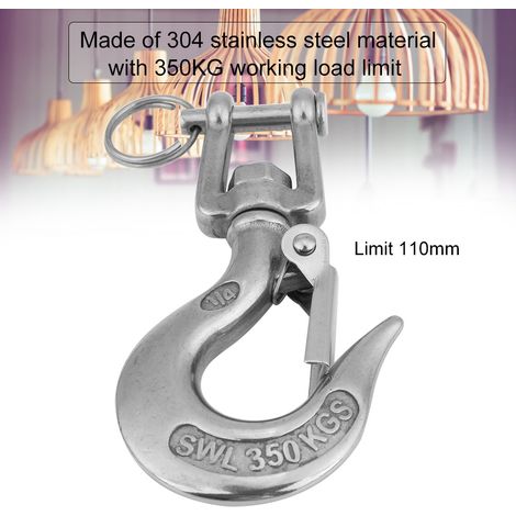 Élingue à crochet pivotant œil chape inox 304, charge maxi 350 kg, 110 mm, mousqueton de levage à rotule (1/5)