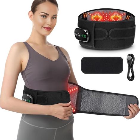 Coussin Chauffant Électrique Pour La Taille, Ceinture Chauffante Sans Fil Pour Dos Avec Écran Tactile Exclusif Et 3 Modes De Massage Chauffant Pour Soulager La Douleur Avec Batterie De 5000mAh(Noir) (1/5)