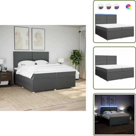 Sommier à lattes de lit avec matelas Gris foncé 200x200cm Tissu - Sommier À Lattes De Lit - Sommiers À Lattes De Lit - Lit - Meuble De Chambre À Coucher (1/5)
