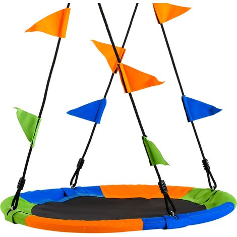 Rundes Nestchen Altalena für Kinder ab 3 Jahren, für Garten und Schlafzimmer, mehrfarbig, Durchmesser 100 x 120–180 cm