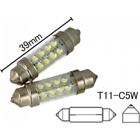 Coppia 2 Lampade LED T11 C5W siluro 39mm 12V bianco freddo 6000K, 8 LED F3