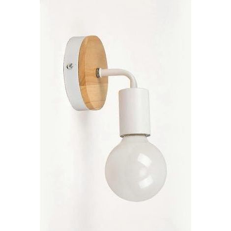 2 appliques murales modernes en fer forgé et bois, douille E27 40 W (ampoule non incluse) (1/4)