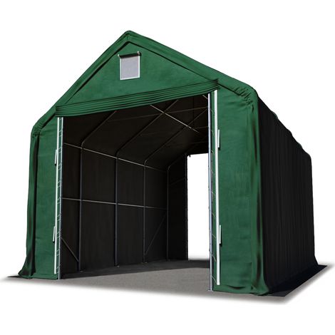 Lagerhalle Lagerzelt 5 x 10 m / Seitenhöhe 3m in dunkelgrün Industriezelt mit feuersicherer PRIMEtex PVC Plane 2300 N (1/5)