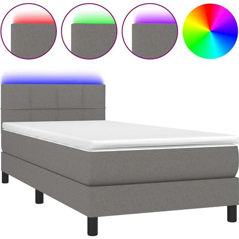 Maison Exclusive - Sommier à lattes de lit avec matelas et LED Gris foncé 80x200cm (1/5)
