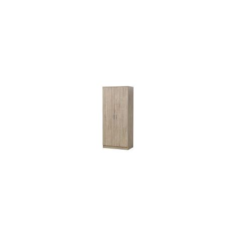 2 Door Wardrobe With Hanging Rail And Shelf Bedroom Storage - Cream & Brown (1/5)