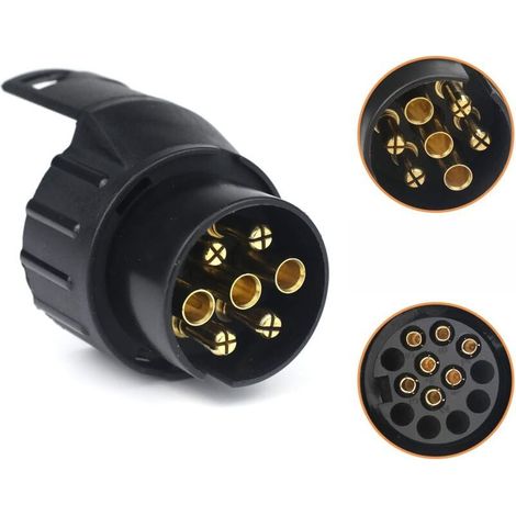 Adaptateur Prise Remorque - 7 Vers 13 Broches - Pour Voiture Tracteur Caravane Porte-Vélo - 12 V 24 V (1/5)