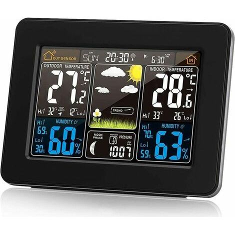 Station Météorologique Sans Fil - Affichage Couleur PT3365 - Capteur Extérieur Numérique - Température Humidité Baromètre Alerte Lunaire - 1 Capteur Inclus (1/5)