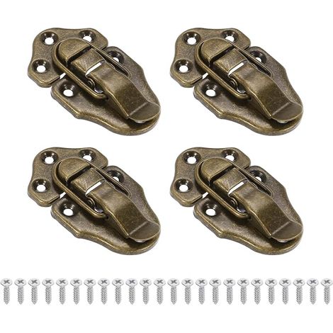 Retro Style Duck Beak Toggle Latch, 4 Pcs Small Vintage Metal Rocker Box with Mounting Screws for Jewellery Cabinet, Ordinary Wooden Box, Bronze (1/5)