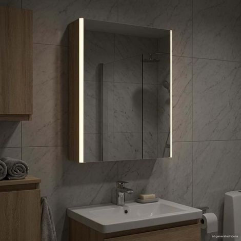 Armario con espejo de baño Roble  53,5 x 15,5 x 70 cm