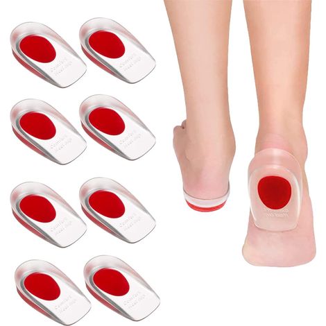 Talonnettes - 4 Paires - Silicone Gel - Soulagement Fasciite - Sport Travail - Rouge (1/5)