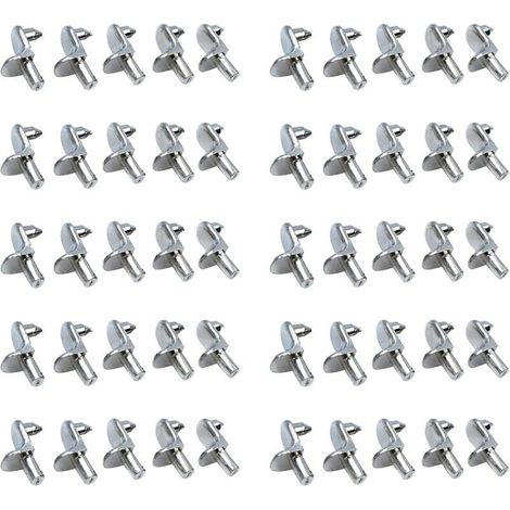 50PCS Taquet etagere Support Étagères de Métal Nickelé Goupilles de Support pour Armoire Bureau Accessoires (1/4)