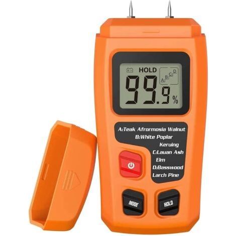 Moisture Meter, Wood Moisture Tester, Digital Moisture Detector, Moisture Meter, Pin Water Leak Detector, Moisture Meter for Wood, Firewood Floor (Orange) (1/5)