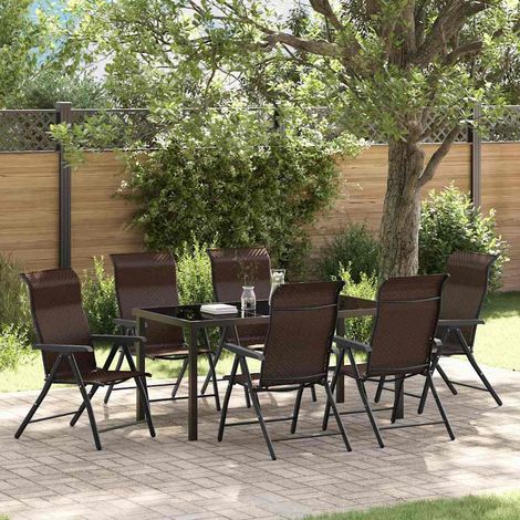 Garten Essgruppe 7 pcs Braun Pulverbeschichteter Stahl (1/5)