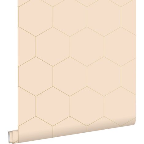 papier peint hexagone rose pêche clair - ESTAhome (1/5)