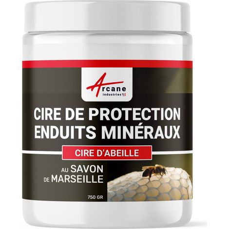 Arcane Industries – Cire d'abeille pour bois – Protection et entretien des enduits minéraux – Incolore – 750 g – Haute protection hydrofuge (1/2)