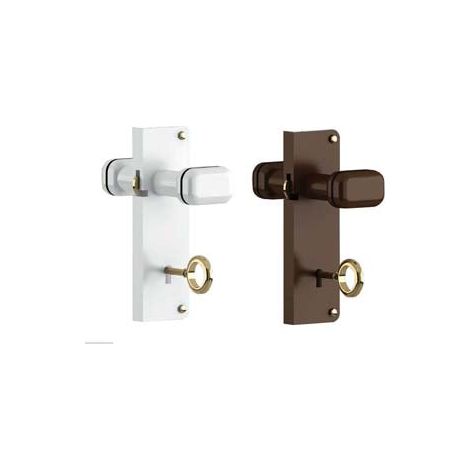 Serrure avec bouton en plastique pour portes pliantes blanches