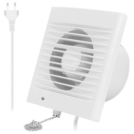 Ventilateur d'extraction 100 mm 12W 130m³/h – Clapet anti-retour – Interrupteur à chaîne – Pour cuisine, salle de bain, garage (1/5)