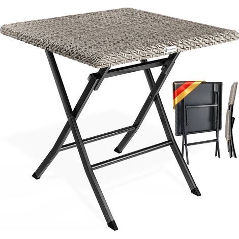 CASARIA® Gartentisch Wetterfest Klappbar 63x63cm Balkontisch Polyrattan Outdoor Klein 80kg Belastbarkeit Klapptisch Garten Terrasse Balkon Camping Tisch creme