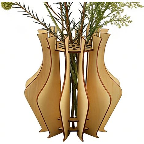 Vase Dekoratives Pflanzgefäß aus Holz Blumenvase aus Holz