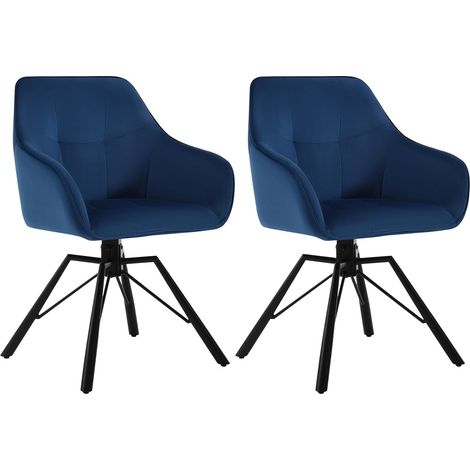 WOLTU 2x Sillas de Comedor Giratorias 360°, Sillón de Terciopelo, Azul (1/5)