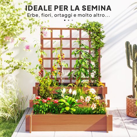 Jardinière surélevée en bois d'épicéa 3 niveaux avec tissu géotextile, 95x95x110 cm, teinte marron (1/5)