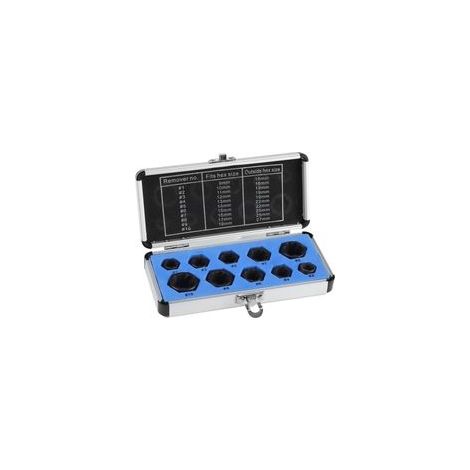 Kit extracteur de boulons et écrous 10 pièces (9-19 mm), avec boîtier de rangement –