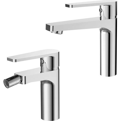 Rubinetti bagno in set per lavabo e bidet cromati Recta (1/3)