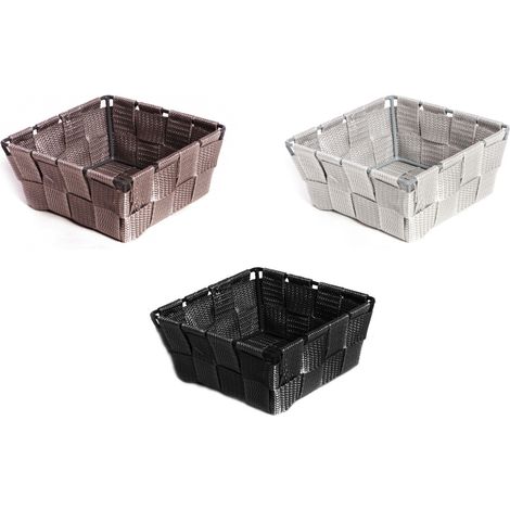 Contenitore Rattan Decorativo Cestino Portaoggetti 14x14x6 Tinta Unita, misura14X14X6coloreNero (1/3)
