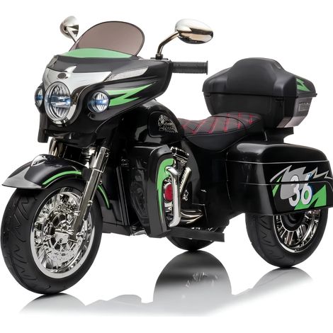 Moto électrique pour enfants 3 roues avec clé de démarrage, phare, coffre de rangement et deux moteurs pour un plaisir garanti (1/5)