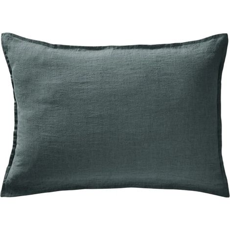 Lot de 2 taies d'oreillers 50 x 70 cm en lin lavé bleu - LUISA (1/5)