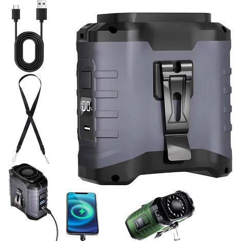 Ventilateur Portable Rechargeable 10000 mAh, Ventilateur Tour de Cou pour Travail et Chantier-Gris (1/5)