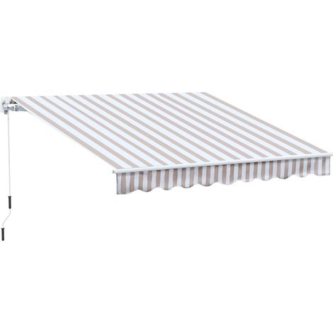 Outsunny Markise mit Handkurbel, Gelenkarmmarkise, Sonnenschutz, Wandmontage, Balkon, Alu Berge 3 x 2,5 m