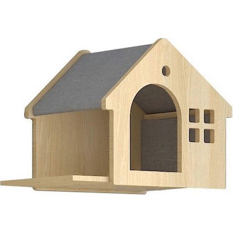 Villa Katzenbett, Wandkatzenbett, kleines Wandregal aus Massivholz für Katzen A--
